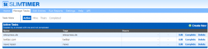 Slim Timer Zeiterfassung - Aufgabenübersicht Slim Timer Zeiterfassung - Manage Tasks