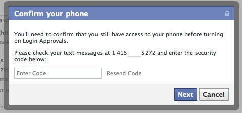Facebook Loginbestätigung über SMS Facebook Loginbestätigung über SMS